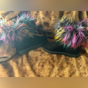 Soft Faux fur vegan suede women boot multicolored